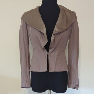 Anthropologie Tabitha Jacket With 100% Silk Combo Brown Jacket Size 2